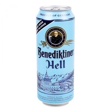 Пиво светлое фильтр Benediktiner HELL З/Б 0,5л Германия 7224 фото