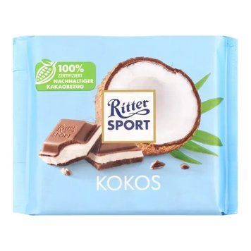Шоколад молочный с кокосовой начинкой Ritter Sport Kokos 100 g 16324 фото