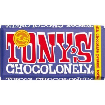 Шоколад Молочный Tony's Темный с Кусочками Кренделей и Ирисками Toffee 42% 180g Бельгия 16807 фото