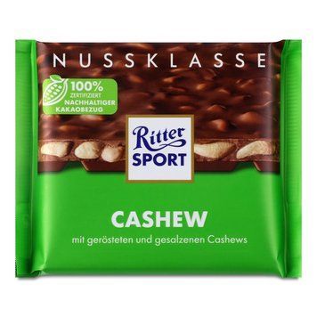 Шоколад молочный с подсоленным кешью Ritter Sport Cashew 100 g Германия 16414 фото