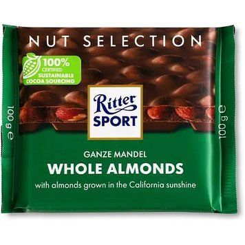 Шоколад молочный с целым миндалем Ritter Sport Volhole almonds 100 g Германия 18 фото