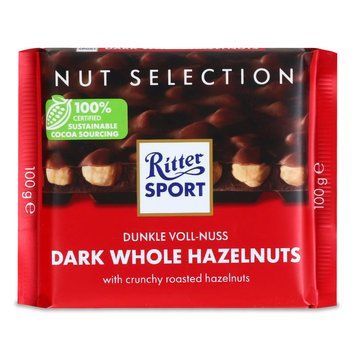 Шоколад черный с целым орехом Ritter Sport Dunkle Voll-Nuss 100 g Германия 16415 фото