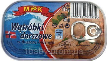 Печень трески в собственном соке MK Watrobki dorszowe 115г 7503 фото