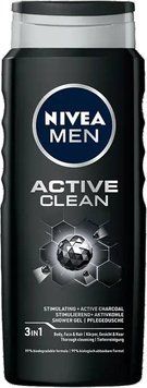 Гель для душу Nivea Men Active Clean 3 в 1 для чоловіків, 500 мл 21552 фото