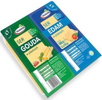 Сыр нарезной 2в 1 Gouda$Edam 250+250g Польша 4693 фото